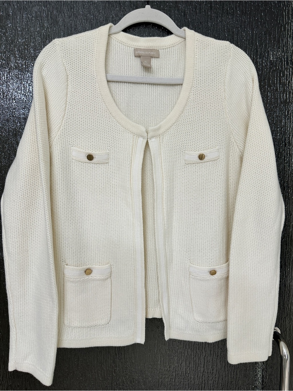Banana Republic Cream Knit Pocket Cardigan